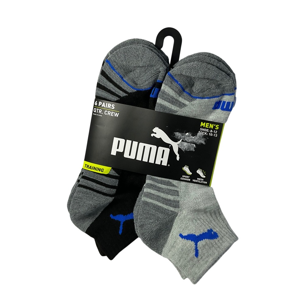Puma Mens‎ 6 Pair Quarter Crew Training Socks Shoe Size 8-12 Sock